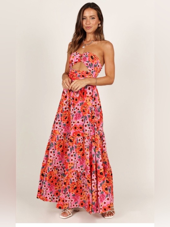 Petal & Pup Dresses & Skirts - Petal & Pup Sarai Floral Cutout Strapless Ring-Detail Maxi Dress,Size 6